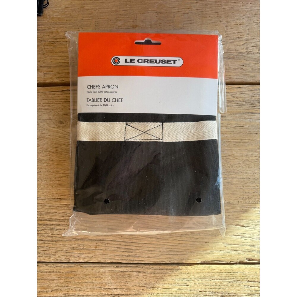 Le Creuset 100% Cotton Chef's Adult Apron Black NEW
